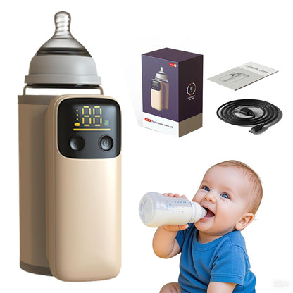 Portable Bottle Warmer with Display for Travel, Battery-Powered with 6 Temperature Gears