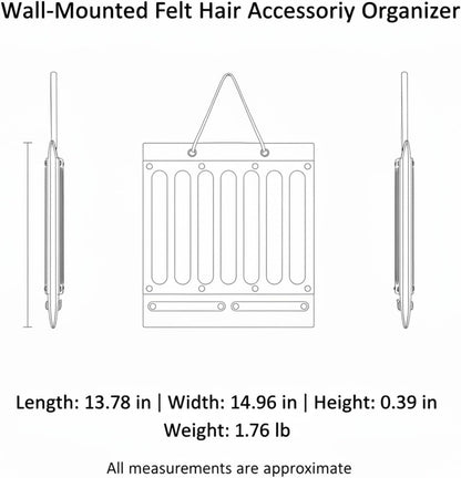 Wall-Mounted Felt Hair Accessory Organizer, Vertical Storage Caddy for Ties and Clips, Space-Saving Bedroom Door Hanger (1 PC)