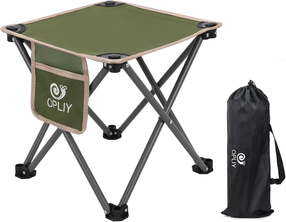 Camping Stool, Folding Samll Chair Portable Camp Stool for Camping Fishing Hiking Gardening and Beach, Camping Seat with Carry Bag (Green, L 13.5")