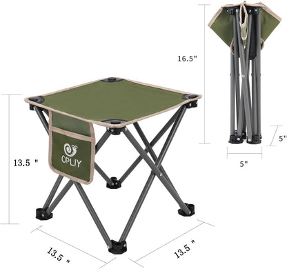 Camping Stool, Folding Samll Chair Portable Camp Stool for Camping Fishing Hiking Gardening and Beach, Camping Seat with Carry Bag (Green, L 13.5")