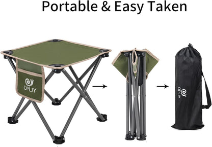 Camping Stool, Folding Samll Chair Portable Camp Stool for Camping Fishing Hiking Gardening and Beach, Camping Seat with Carry Bag (Green, L 13.5")