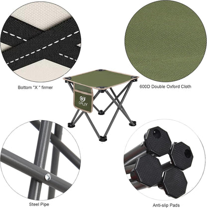 Camping Stool, Folding Samll Chair Portable Camp Stool for Camping Fishing Hiking Gardening and Beach, Camping Seat with Carry Bag (Green, L 13.5")