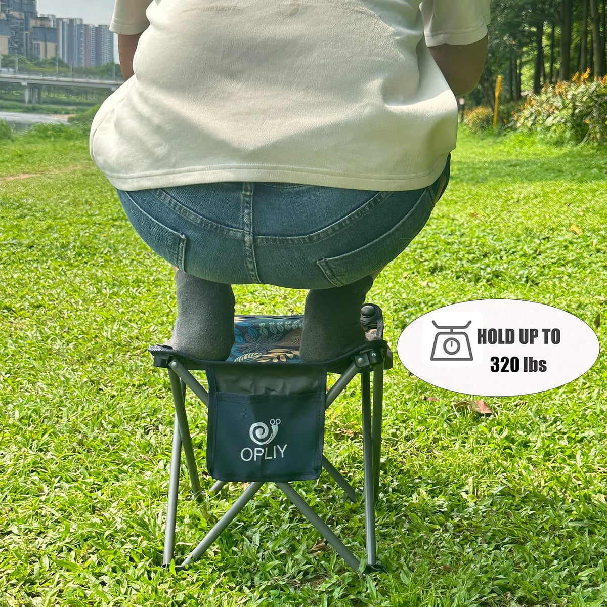 Camping Stool, Folding Samll Chair Portable Camp Stool for Camping Fishing Hiking Gardening and Beach, Camping Seat with Carry Bag (Green, L 13.5")