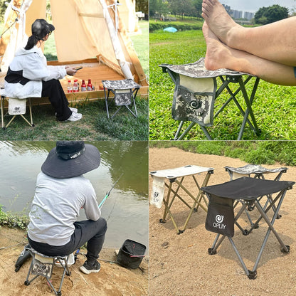 Camping Stool, Folding Samll Chair Portable Camp Stool for Camping Fishing Hiking Gardening and Beach, Camping Seat with Carry Bag (Green, L 13.5")