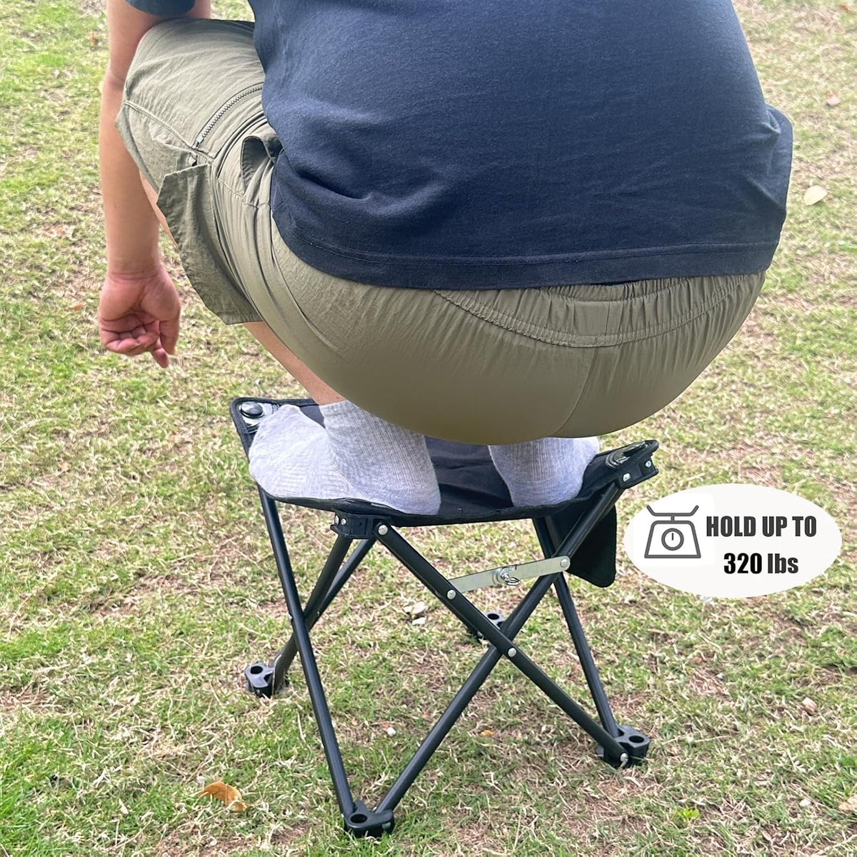 Camping Stool, Folding Samll Chair Portable Camp Stool for Camping Fishing Hiking Gardening and Beach, Camping Seat with Carry Bag (Green, L 13.5")