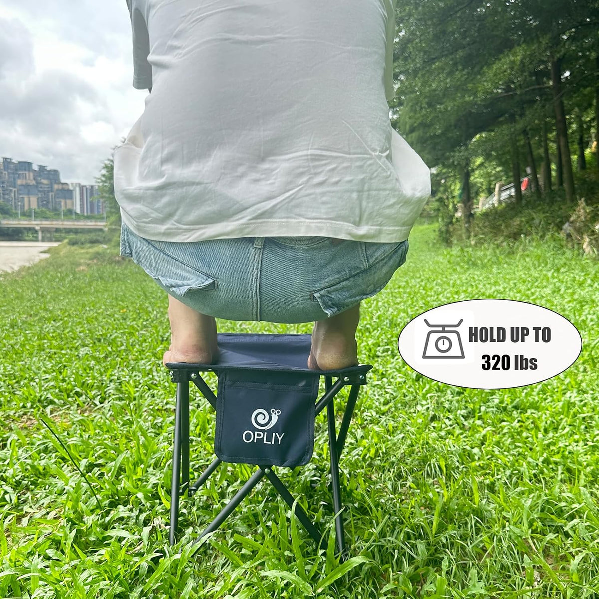 Camping Stool, Folding Samll Chair Portable Camp Stool for Camping Fishing Hiking Gardening and Beach, Camping Seat with Carry Bag (Green, L 13.5")
