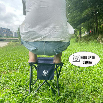 Camping Stool, Folding Samll Chair Portable Camp Stool for Camping Fishing Hiking Gardening and Beach, Camping Seat with Carry Bag (Green, L 13.5")