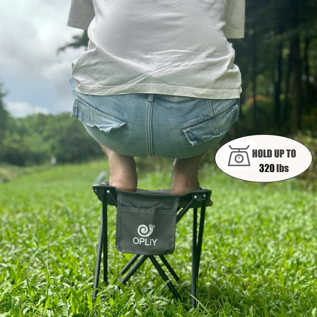 Camping Stool, Folding Samll Chair Portable Camp Stool for Camping Fishing Hiking Gardening and Beach, Camping Seat with Carry Bag (Green, L 13.5")