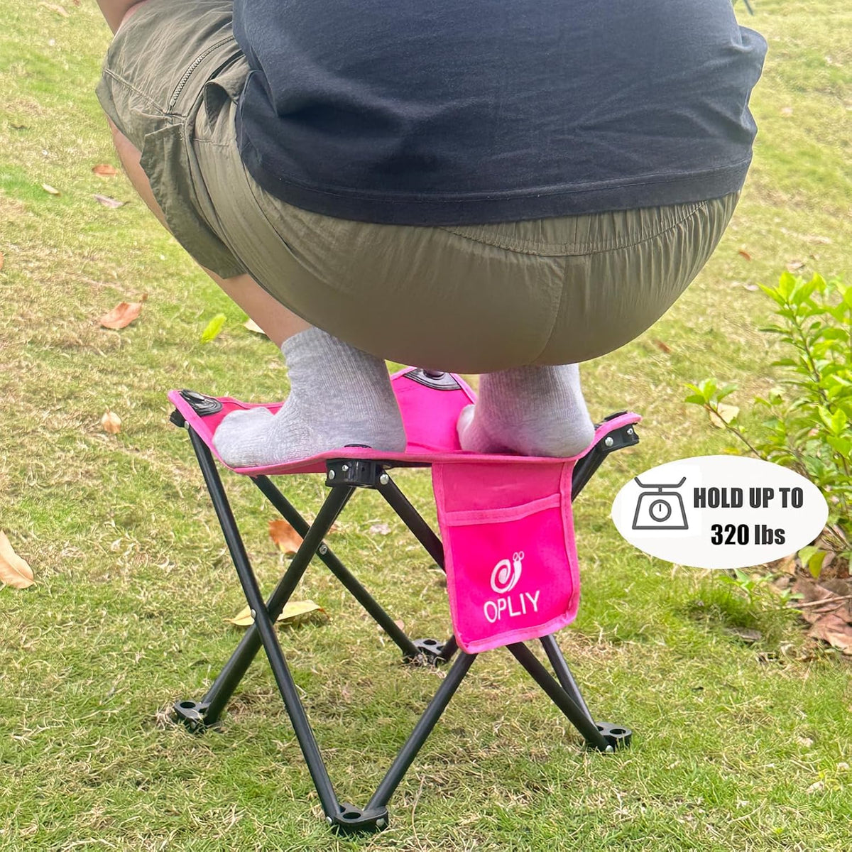 Camping Stool, Folding Samll Chair Portable Camp Stool for Camping Fishing Hiking Gardening and Beach, Camping Seat with Carry Bag (Green, L 13.5")