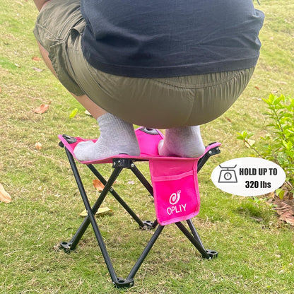 Camping Stool, Folding Samll Chair Portable Camp Stool for Camping Fishing Hiking Gardening and Beach, Camping Seat with Carry Bag (Green, L 13.5")