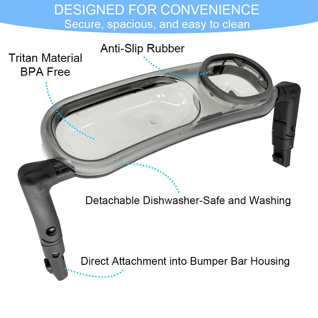 Stroller Snack Tray Compatible with Cybex Balios,Gazelle, Talos Series Prams - BPA-Free Tritan Baby Travel Tray, 360° Swivel for Easy Access, Folds with Stroller, Easy Clean