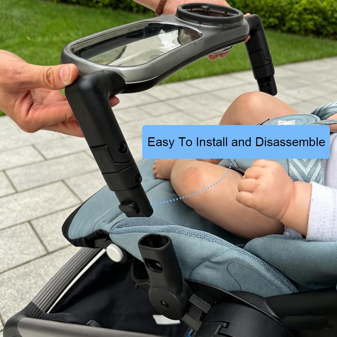 Stroller Snack Tray Compatible with Cybex Balios,Gazelle, Talos Series Prams - BPA-Free Tritan Baby Travel Tray, 360° Swivel for Easy Access, Folds with Stroller, Easy Clean