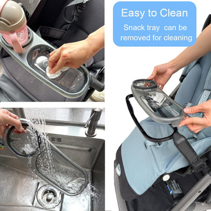 Stroller Snack Tray Compatible with Cybex Balios,Gazelle, Talos Series Prams - BPA-Free Tritan Baby Travel Tray, 360° Swivel for Easy Access, Folds with Stroller, Easy Clean