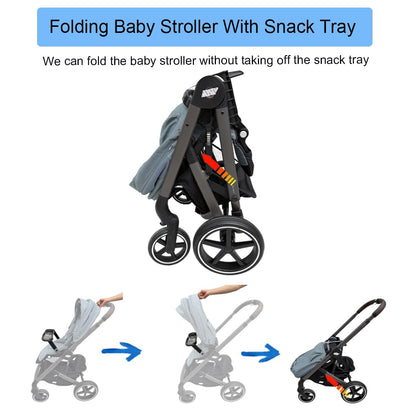 Stroller Snack Tray Compatible with Cybex Balios,Gazelle, Talos Series Prams - BPA-Free Tritan Baby Travel Tray, 360° Swivel for Easy Access, Folds with Stroller, Easy Clean