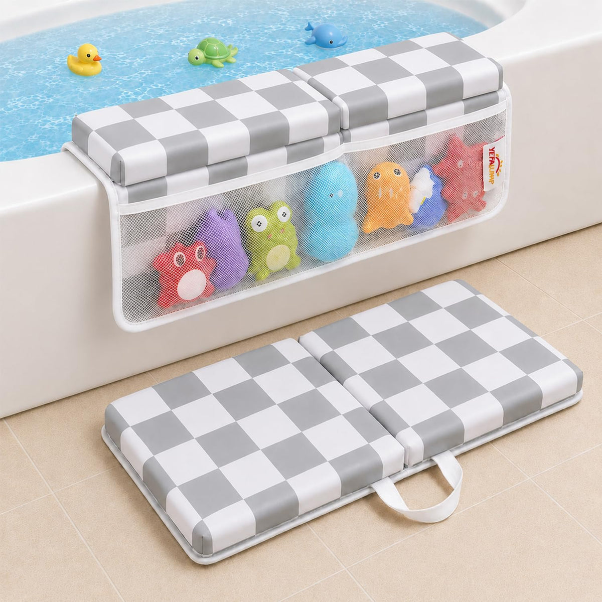 Bath Kneeler and Elbow Rest Pad Set, 1.5'' Kneeling Pad for Bathing Baby