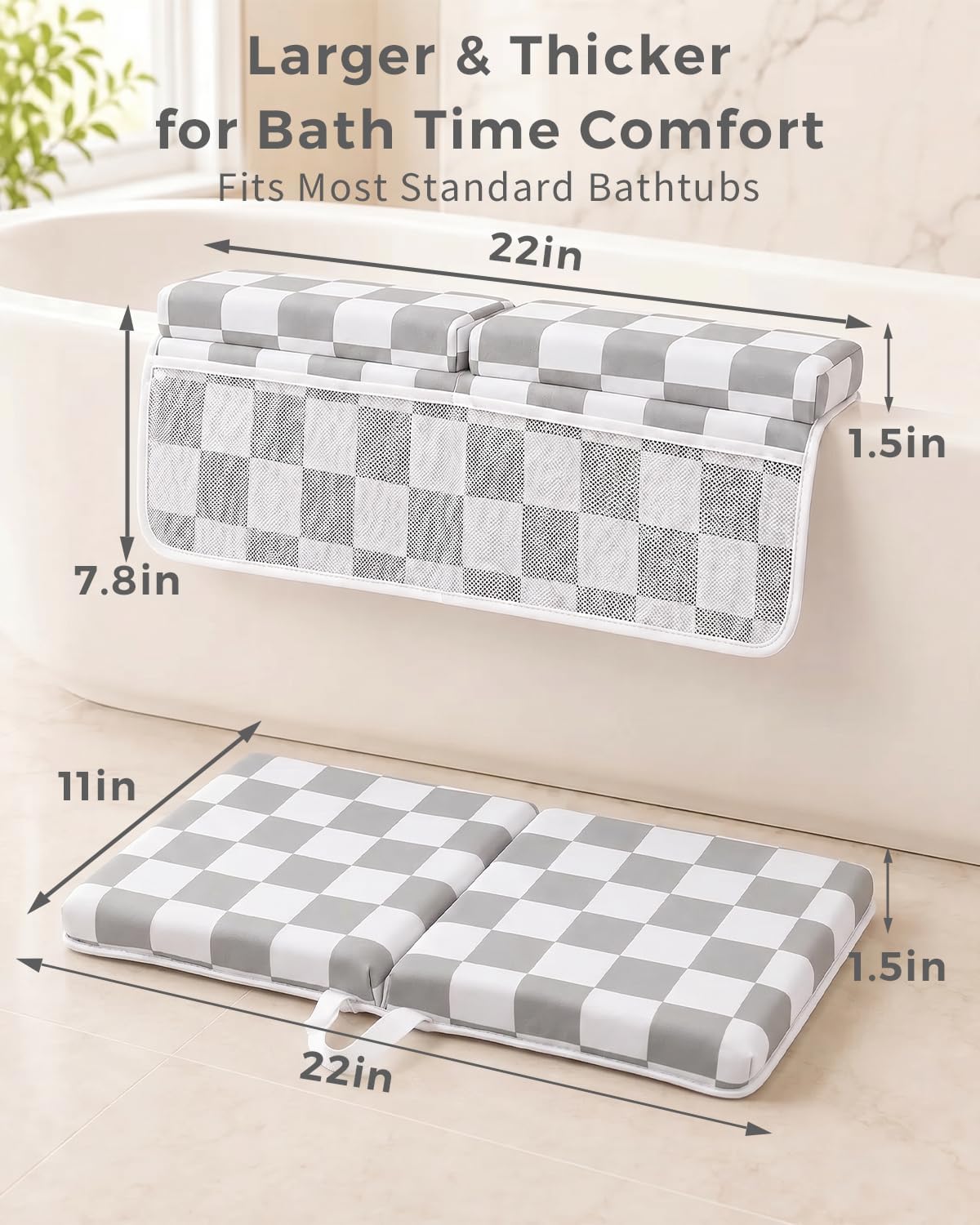 Bath Kneeler and Elbow Rest Pad Set, 1.5'' Kneeling Pad for Bathing Baby