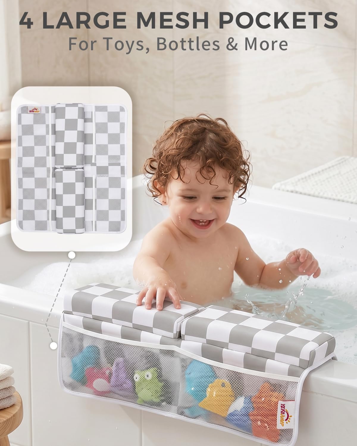 Bath Kneeler and Elbow Rest Pad Set, 1.5'' Kneeling Pad for Bathing Baby