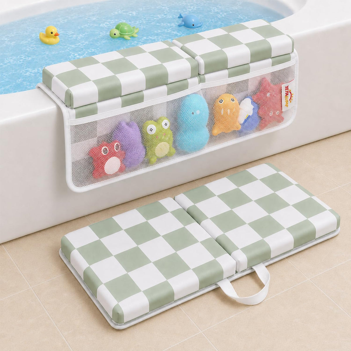 Bath Kneeler and Elbow Rest Pad Set, 1.5'' Kneeling Pad for Bathing Baby