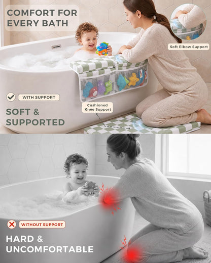 Bath Kneeler and Elbow Rest Pad Set, 1.5'' Kneeling Pad for Bathing Baby