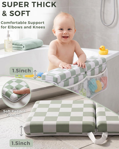 Bath Kneeler and Elbow Rest Pad Set, 1.5'' Kneeling Pad for Bathing Baby