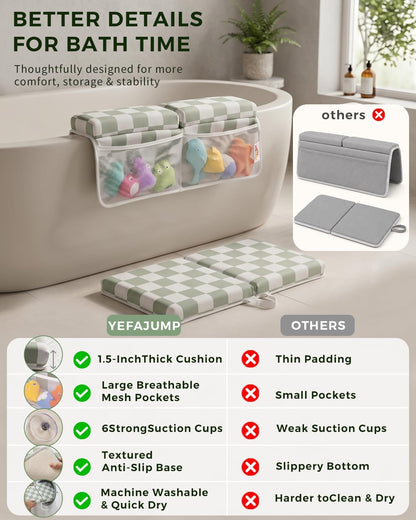Bath Kneeler and Elbow Rest Pad Set, 1.5'' Kneeling Pad for Bathing Baby