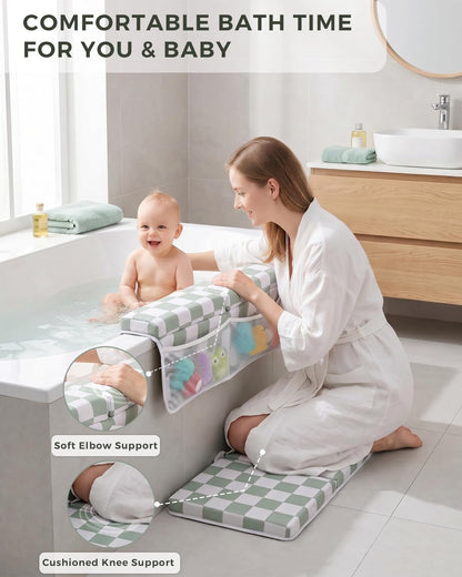 Bath Kneeler and Elbow Rest Pad Set, 1.5'' Kneeling Pad for Bathing Baby