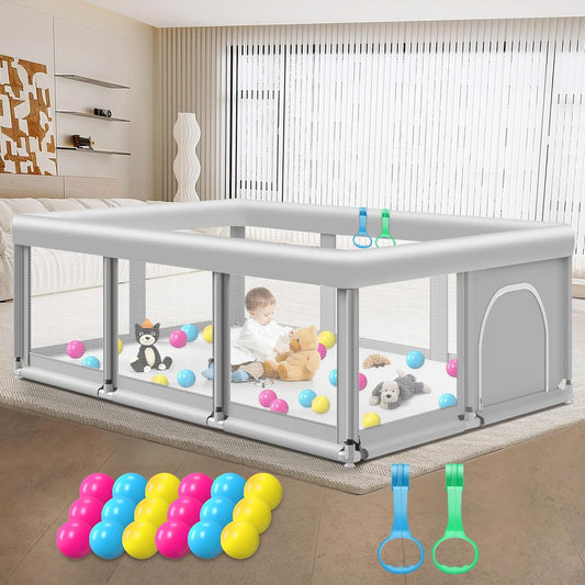 Large Baby Playpen for Babies and Toddlers, Playpen 74×50, Large Baby Play Yards Indoor & Outdoor, Sturdy Safety Baby Play Pen with Soft Breathable Mesh, Toddlers Activity Center with Anti-Slip Base