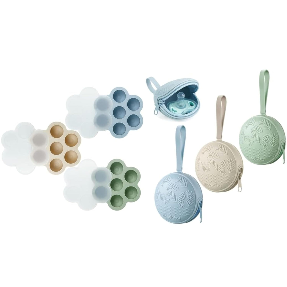 Baby Food Freezer Tray with Lids & Pacifier Holder Holder Case