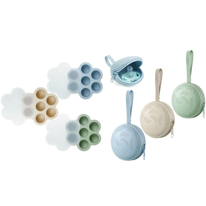 Baby Food Freezer Tray with Lids & Pacifier Holder Holder Case