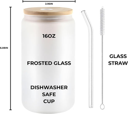 Wizard Class 16oz Frosted Glass Tumbler with Bamboo Lid and Straw – Fantasy RPG Drinkware (Wizard)