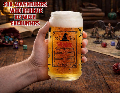 Wizard Class 16oz Frosted Glass Tumbler with Bamboo Lid and Straw – Fantasy RPG Drinkware (Wizard)