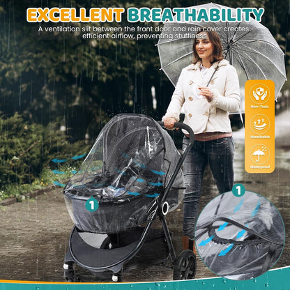 Stroller Rain Cover, with Window for Easy Access, Durable, Clear