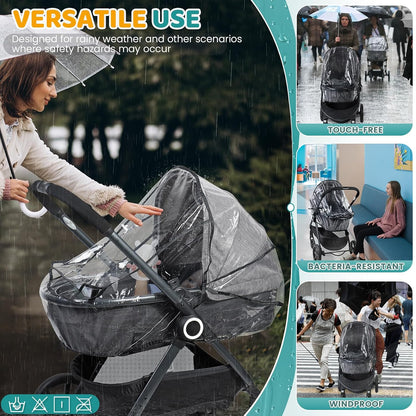 Stroller Rain Cover, with Window for Easy Access, Durable, Clear