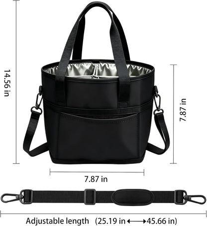 Drink Carrier Bag 4 Cup Holder, Reusable Beverage Carrier | No-Spill Insulated Adjustable Strap 4 Compartment Water Bottle Holder with Dividers for Delivery, Car Travel, Coffee & Drinks