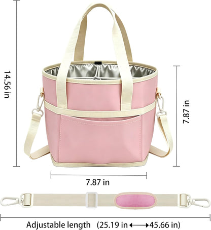 Drink Carrier Bag 4 Cup Holder, Reusable Beverage Carrier | No-Spill Insulated Adjustable Strap 4 Compartment Water Bottle Holder with Dividers for Delivery, Car Travel, Coffee & Drinks