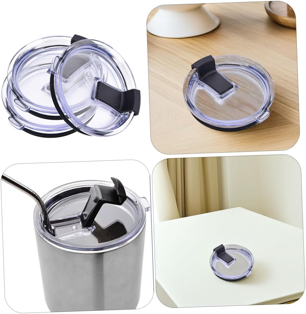 3Pcs Tumbler Flip Straw Lid Replacement Leak Mug Covers for Insulated Cups Easy Installation Temperature Control and Visibility for Travel Mugs