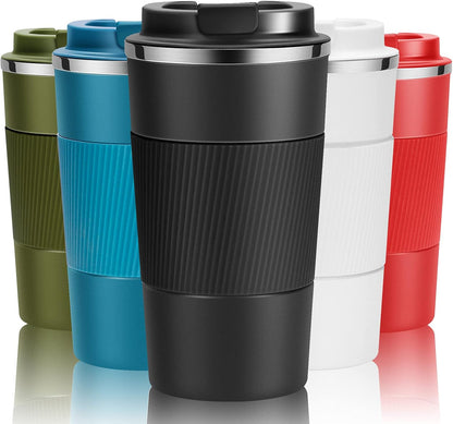 17oz Travel Coffee Cups Insulated Mug Thermal Tumbler to Go with Lid Leak Proof Reusable Stainless Steel Coffee Mug Spill Proof for Hot and Iced Cold Drinks (Blue, 510ml)