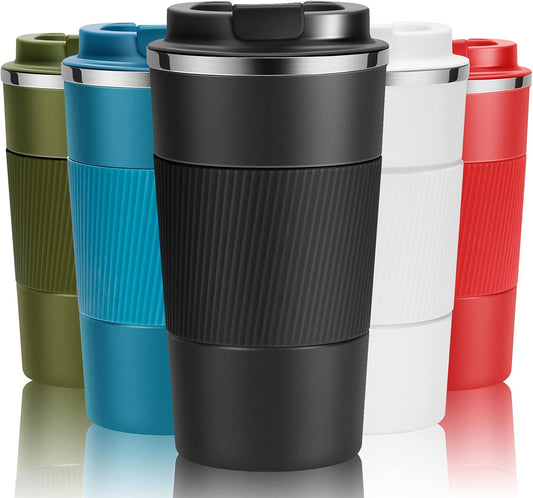 17oz Travel Coffee Cups Insulated Mug Thermal Tumbler to Go with Lid Leak Proof Reusable Stainless Steel Coffee Mug Spill Proof for Hot and Iced Cold Drinks (Blue, 510ml)