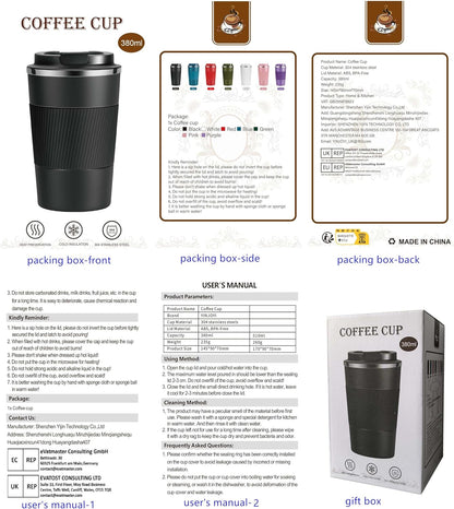 17oz Travel Coffee Cups Insulated Mug Thermal Tumbler to Go with Lid Leak Proof Reusable Stainless Steel Coffee Mug Spill Proof for Hot and Iced Cold Drinks (Blue, 510ml)