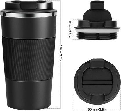 17oz Travel Coffee Cups Insulated Mug Thermal Tumbler to Go with Lid Leak Proof Reusable Stainless Steel Coffee Mug Spill Proof for Hot and Iced Cold Drinks (Blue, 510ml)