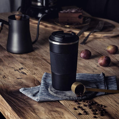 17oz Travel Coffee Cups Insulated Mug Thermal Tumbler to Go with Lid Leak Proof Reusable Stainless Steel Coffee Mug Spill Proof for Hot and Iced Cold Drinks (Blue, 510ml)