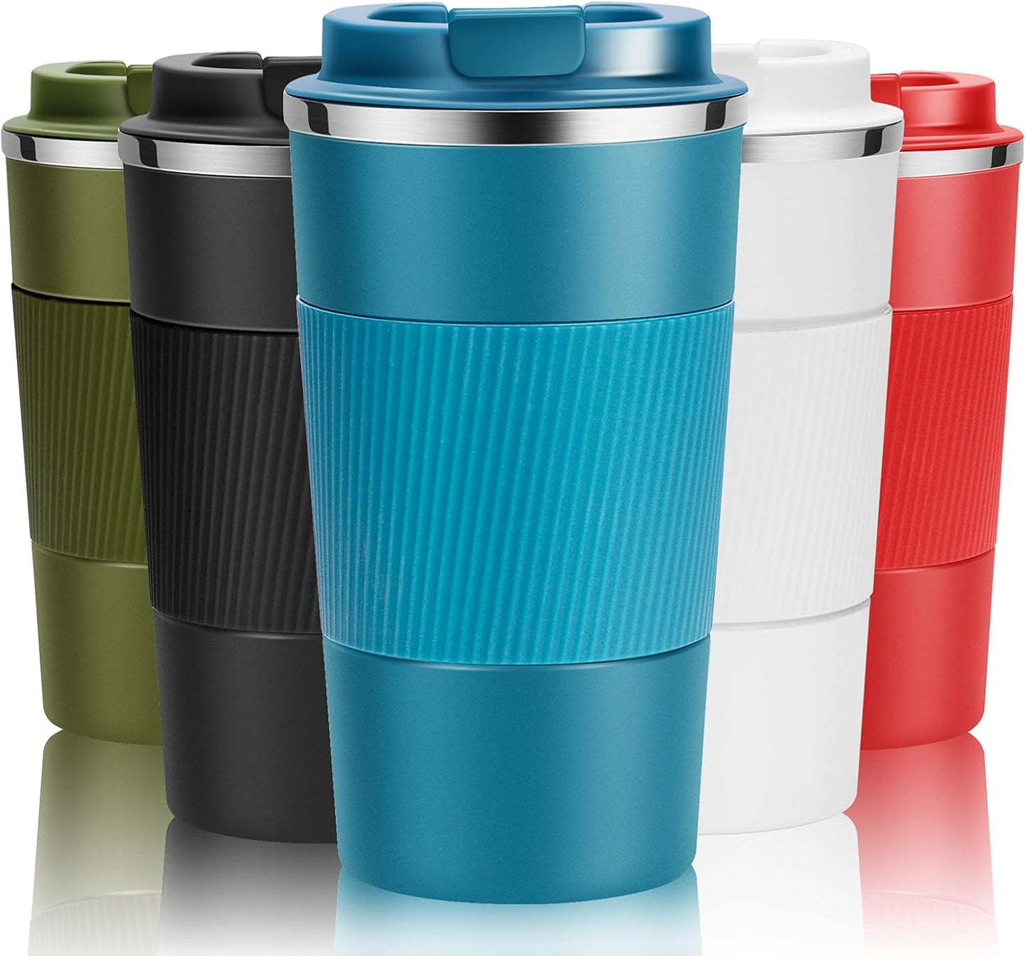 17oz Travel Coffee Cups Insulated Mug Thermal Tumbler to Go with Lid Leak Proof Reusable Stainless Steel Coffee Mug Spill Proof for Hot and Iced Cold Drinks (Blue, 510ml)