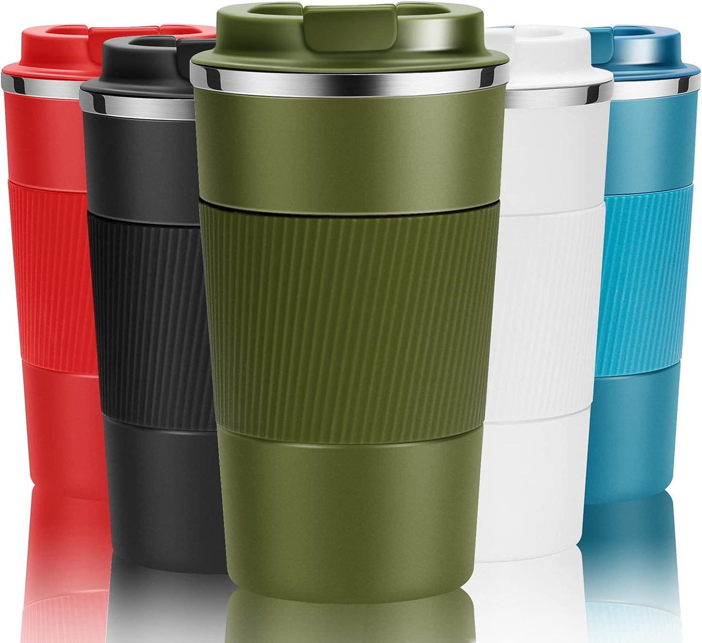 17oz Travel Coffee Cups Insulated Mug Thermal Tumbler to Go with Lid Leak Proof Reusable Stainless Steel Coffee Mug Spill Proof for Hot and Iced Cold Drinks (Blue, 510ml)