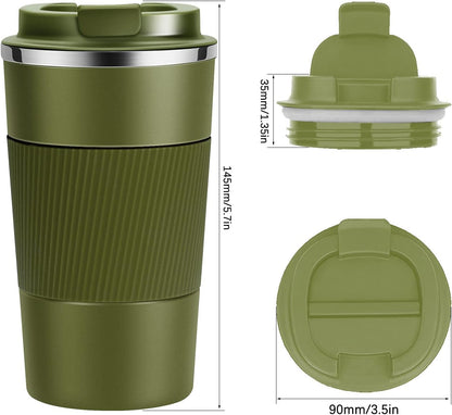 17oz Travel Coffee Cups Insulated Mug Thermal Tumbler to Go with Lid Leak Proof Reusable Stainless Steel Coffee Mug Spill Proof for Hot and Iced Cold Drinks (Blue, 510ml)
