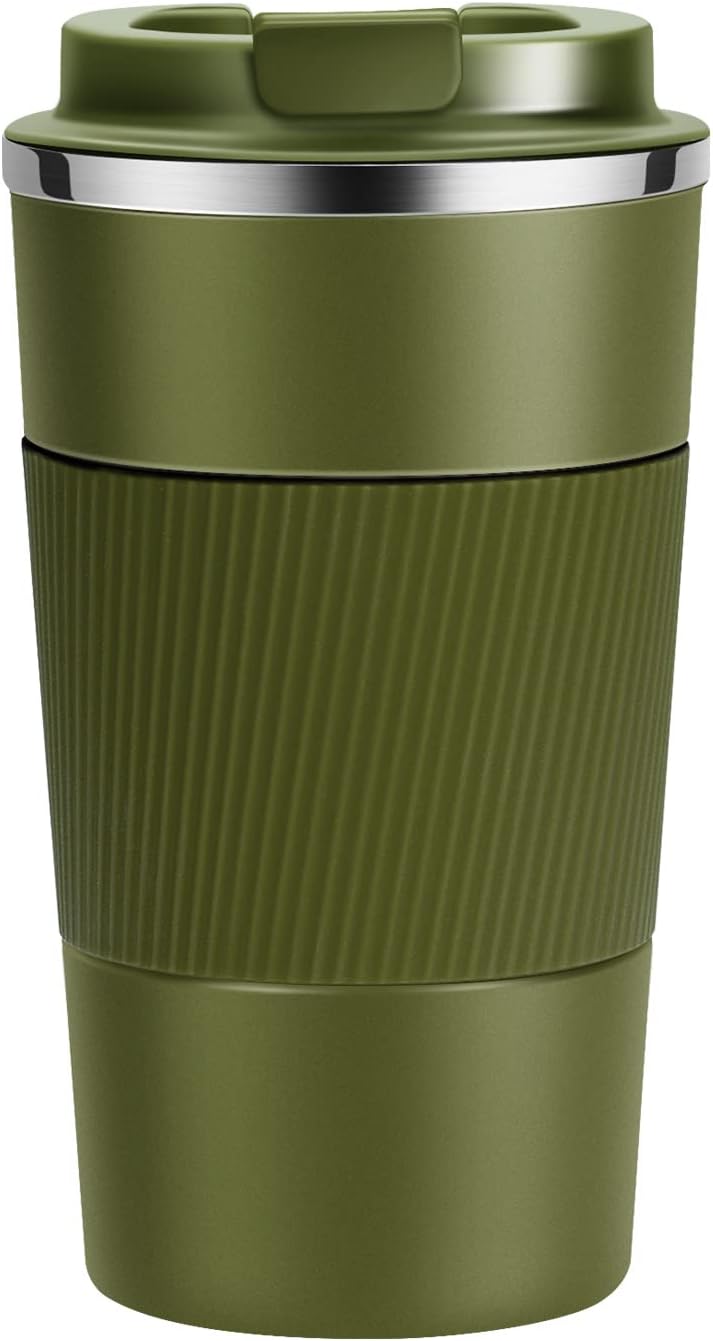 17oz Travel Coffee Cups Insulated Mug Thermal Tumbler to Go with Lid Leak Proof Reusable Stainless Steel Coffee Mug Spill Proof for Hot and Iced Cold Drinks (Blue, 510ml)