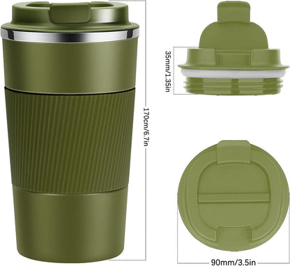 17oz Travel Coffee Cups Insulated Mug Thermal Tumbler to Go with Lid Leak Proof Reusable Stainless Steel Coffee Mug Spill Proof for Hot and Iced Cold Drinks (Blue, 510ml)
