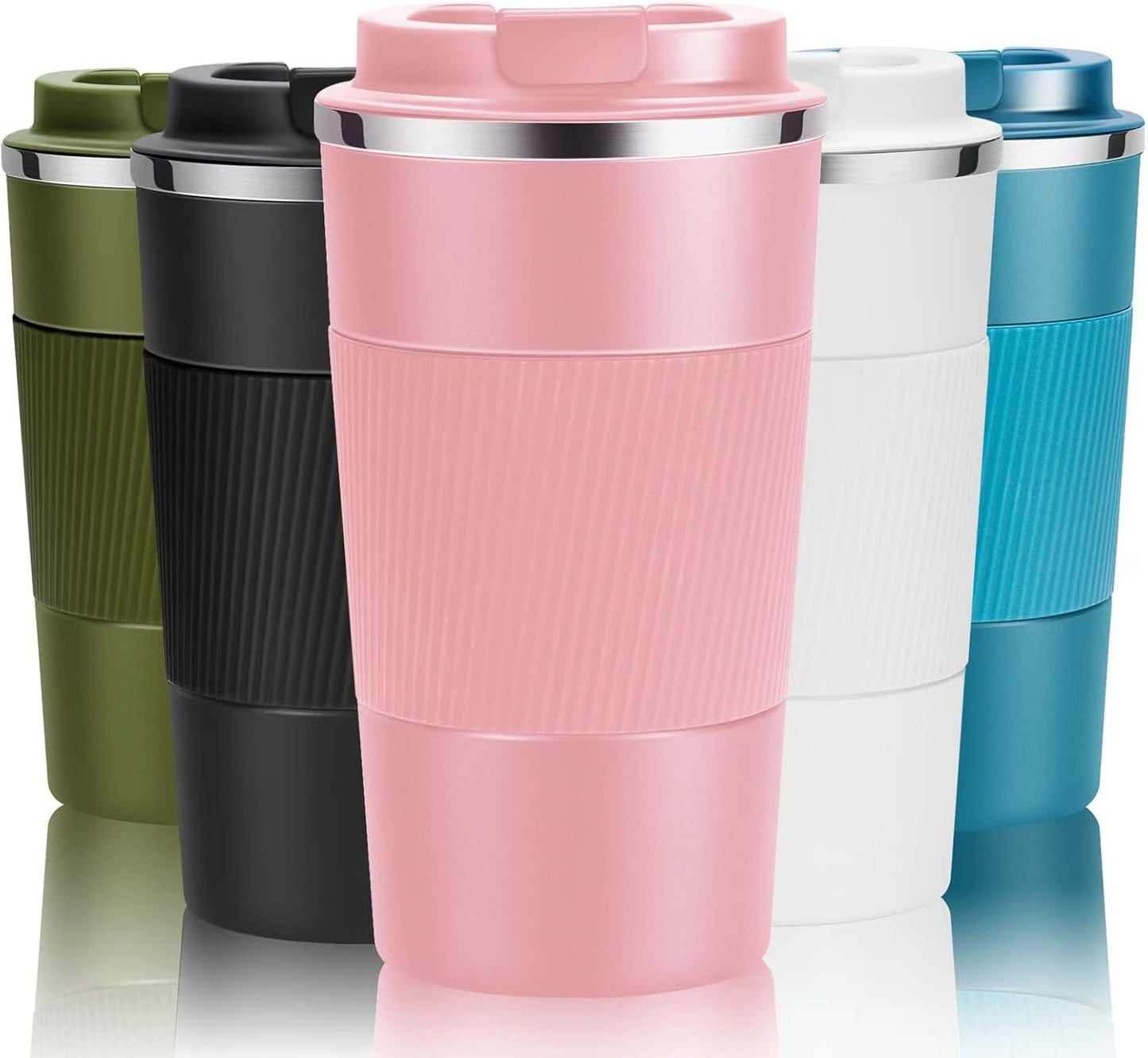17oz Travel Coffee Cups Insulated Mug Thermal Tumbler to Go with Lid Leak Proof Reusable Stainless Steel Coffee Mug Spill Proof for Hot and Iced Cold Drinks (Blue, 510ml)