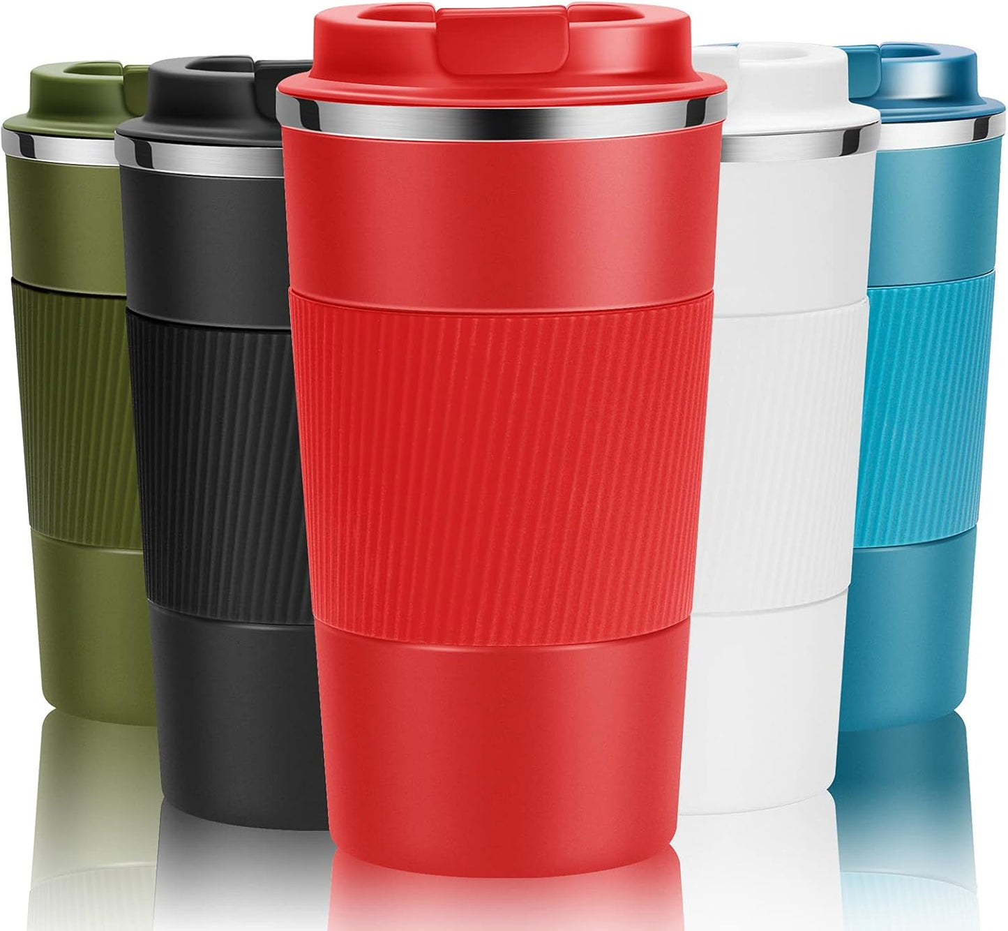 17oz Travel Coffee Cups Insulated Mug Thermal Tumbler to Go with Lid Leak Proof Reusable Stainless Steel Coffee Mug Spill Proof for Hot and Iced Cold Drinks (Blue, 510ml)