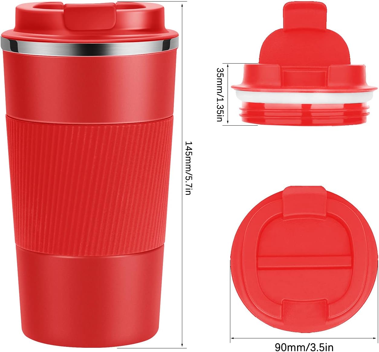 17oz Travel Coffee Cups Insulated Mug Thermal Tumbler to Go with Lid Leak Proof Reusable Stainless Steel Coffee Mug Spill Proof for Hot and Iced Cold Drinks (Blue, 510ml)