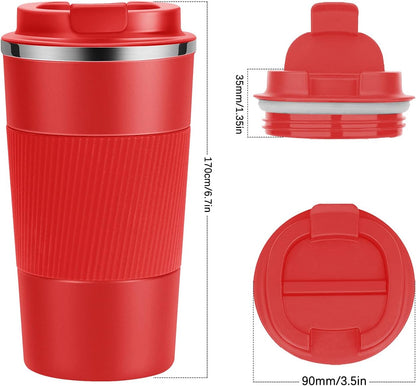 17oz Travel Coffee Cups Insulated Mug Thermal Tumbler to Go with Lid Leak Proof Reusable Stainless Steel Coffee Mug Spill Proof for Hot and Iced Cold Drinks (Blue, 510ml)